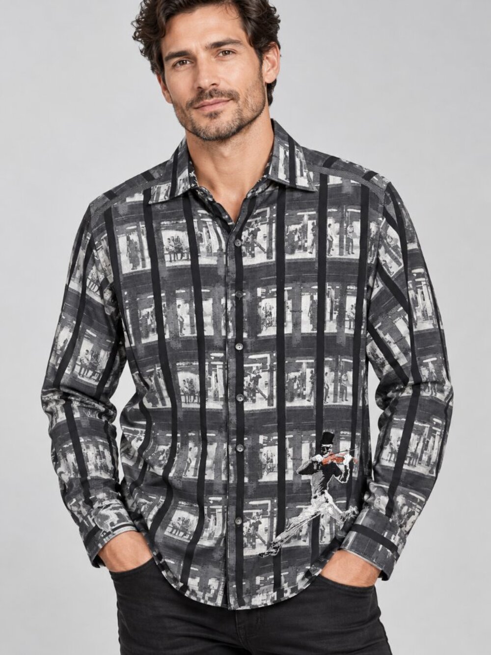 LIMITED EDITION Embroidered - Robert Graham Men's RATS THE MUSICAL Shirt Sz: M